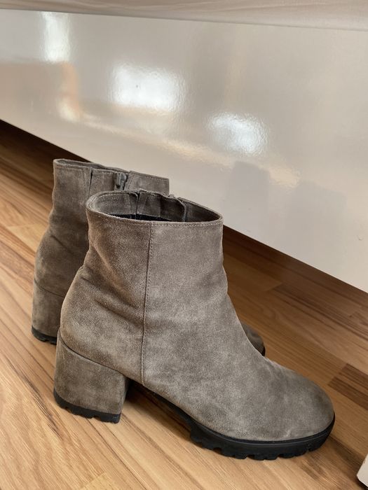 Ghete gri piele naturala, 38, Extralight