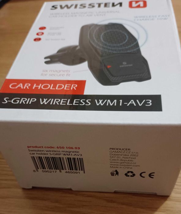 Kit Suport Auto+Incarcator Wireless Swissten S-GRIP, Air Vent 10W, nou