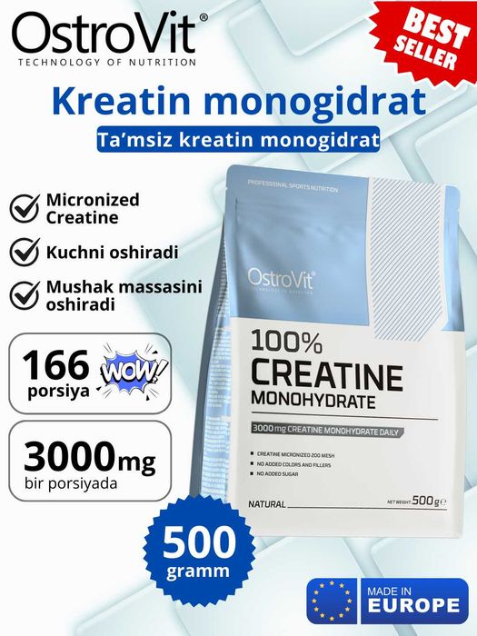 Креатин OstroVit Creatine Monohydrate 500г, 166 порций
