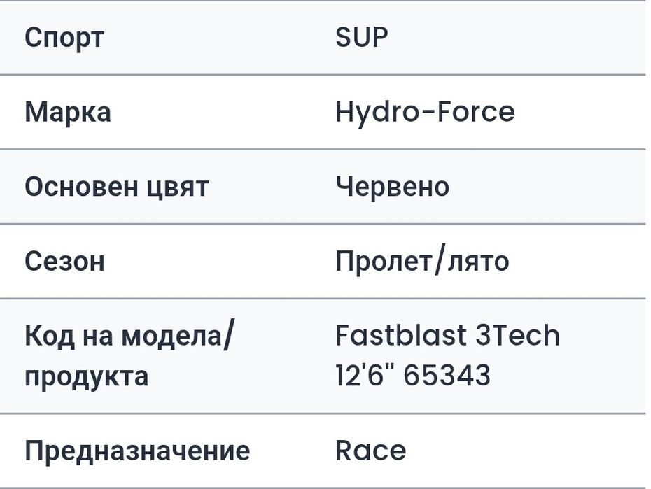 Hydro-Force Fastblast 3Tech 12'6'' SUP дъска - червена