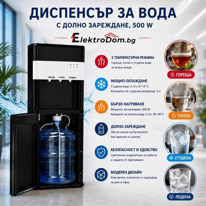 Диспенсър за вода черен