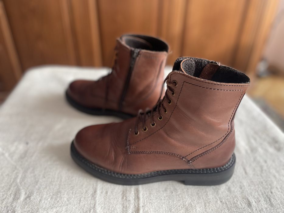 продавам кожени кафяви зимни боти