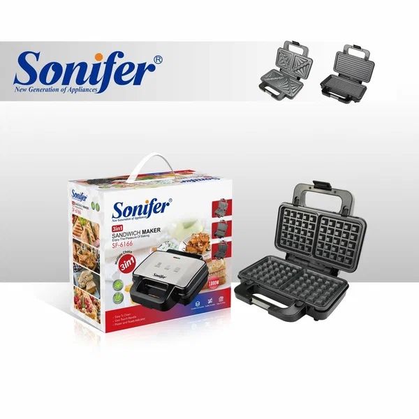 Вафельница Sonifer SF-6166, 3 в 1, антипригарное покрытие, с защитой