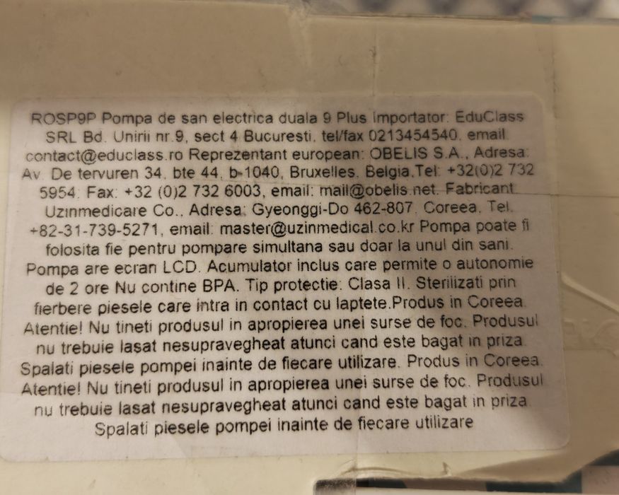 Pompă de sân Spectra 9 plus