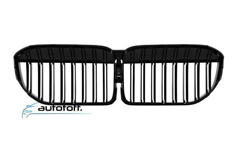 Grile duble iluminate compatibile cu BMW Seria 7 G11 G12 Facelift (20-22) Negru lucios cu LED