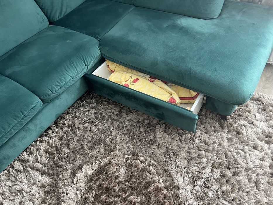 Colțar Lara extensibil culoare verde smarald