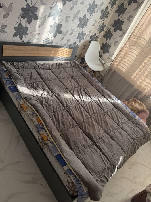 Легло - спалня-без матрак / тъмно сив,дъб/