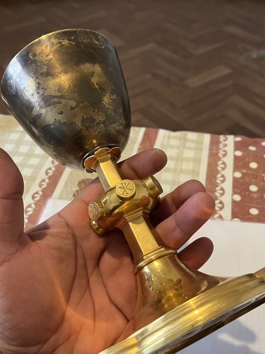 Vand potir din argint suflat cu aur