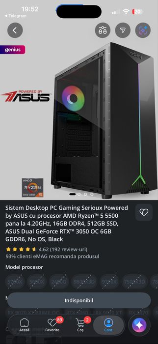 Pc desktop Serioux cu Amd Ryzen 5 5500, 16 gb ram si Nvidia 3050 - CU GARANTIE