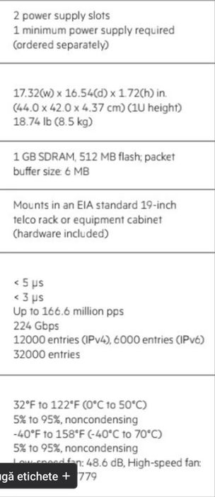 Switch Hp 5700 jg894a A5500-HI 48xGigabit 2sfp+ (2x10GbE) 224Gbps 166G