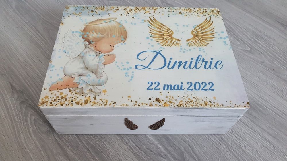 Cutie lemn botez nunta personalizata