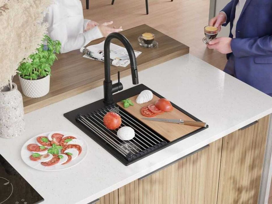 Кухненска Мивка от гранит модел Осло 50 XXL 490 x 500 mm - графит