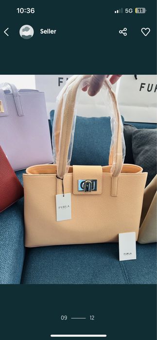 Furla 1927 L tote 100%ориг.С етикети,торбичка, 100% ест, кожа.36см
