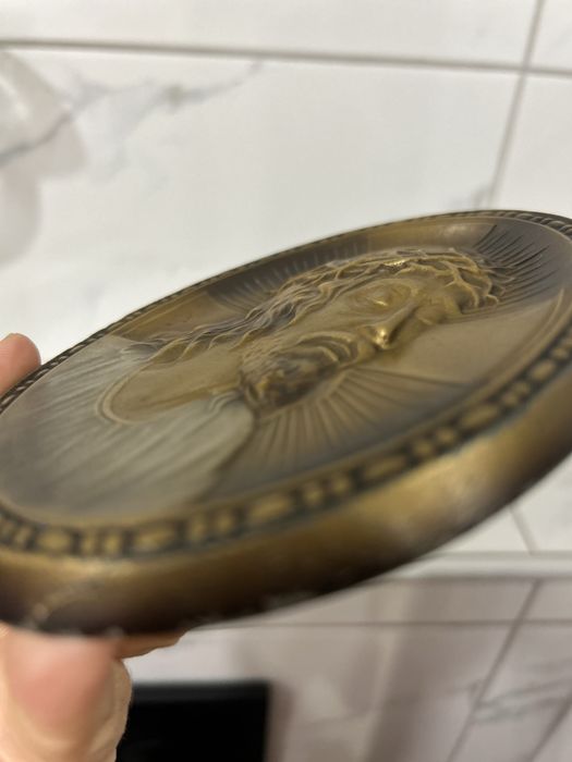 Исус метал пано икона религия релеф, 14 см/ 11 см