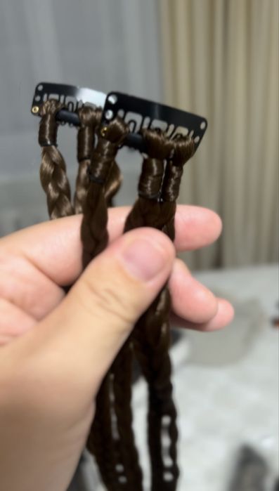 Накладные волосы косички и хвост