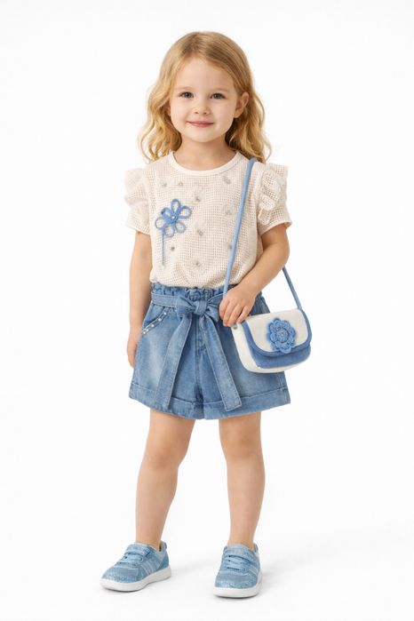 Стилен летен комплект за момиче с чантичка