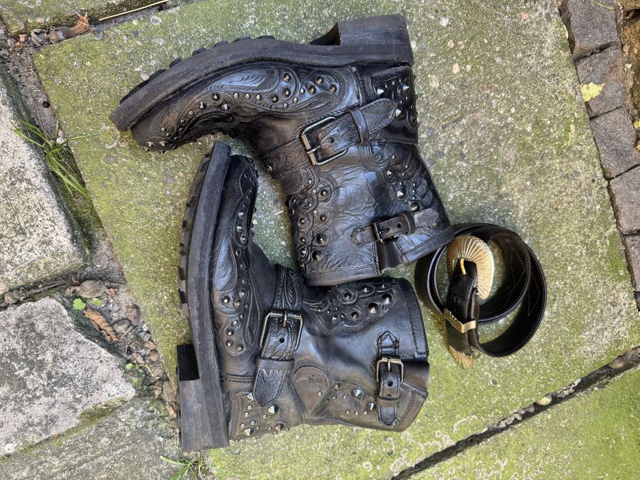 Ash botine biker din piele naturala