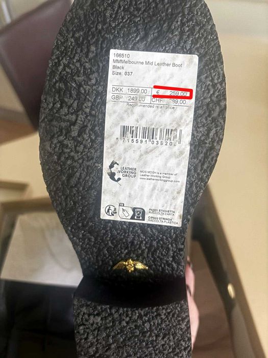 Mos Mosh - чисто нови дамски ботуши, естествена кожа, черни, No 37