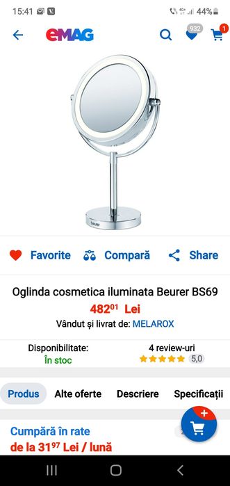 Oglinda cosmetica iluminata cu led Beurer