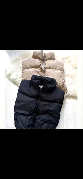 Дамска елек в черно и бежаво с цип