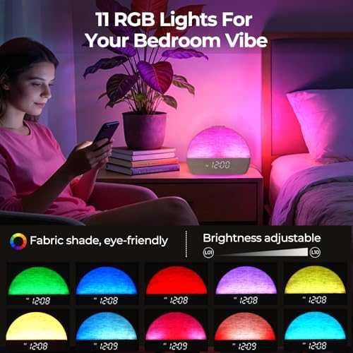 Нов Светлинен будилник изгрев 11 RGB цвята бял шум таймер нощна лампа стая