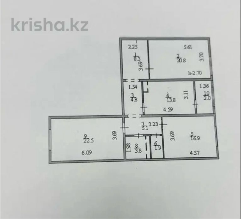 Продается 3- комн. квартира 100 м2