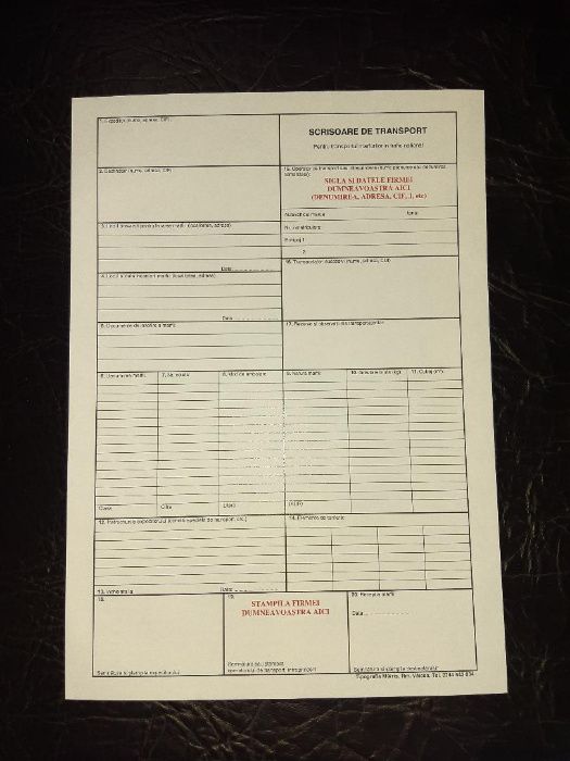 CMR-uri transport international - Scrisoare de transport - Tipizat