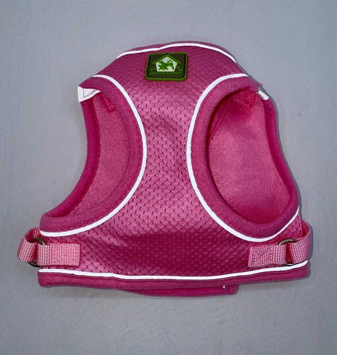 Set ham si lesa pentru caini, vesta reflectorizanta ajustabila, roz,L