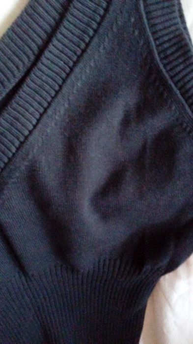 top / vesta, tricotat, Stefanel, nou, XS, bleumarin /gri inchis