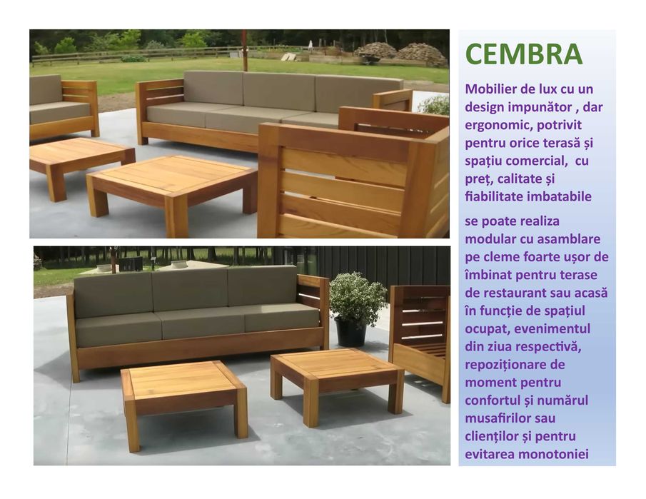 mobilier terasa gradina lemn masiv canapea fotoliu banca masa scaune