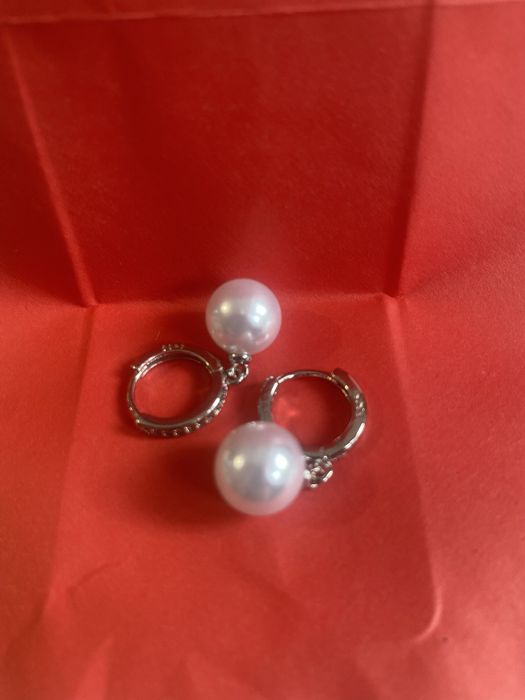 Cercei argint si perle sintetice