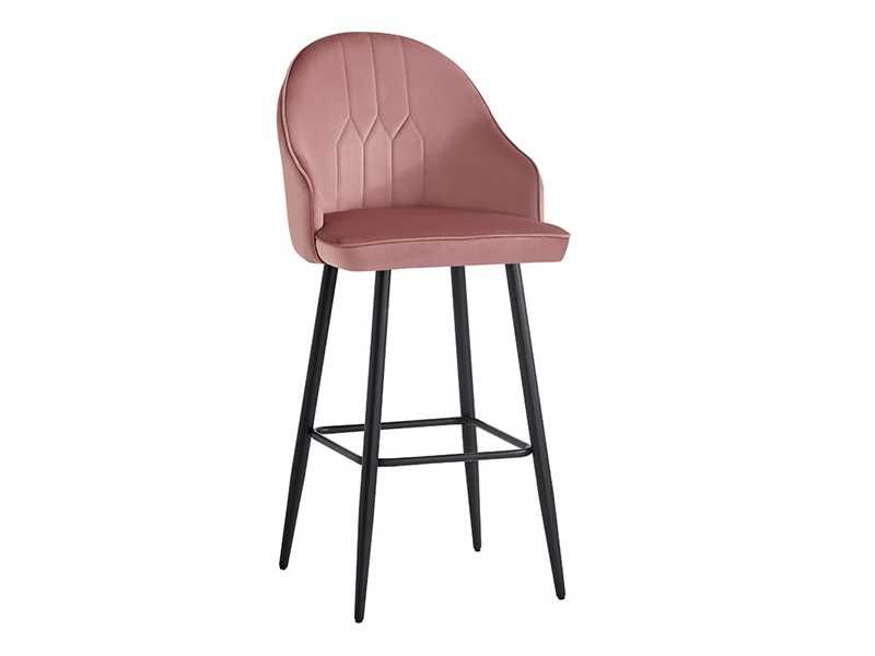 Бар стол, Velva, Розов, Кадифе, 46х45х113см.