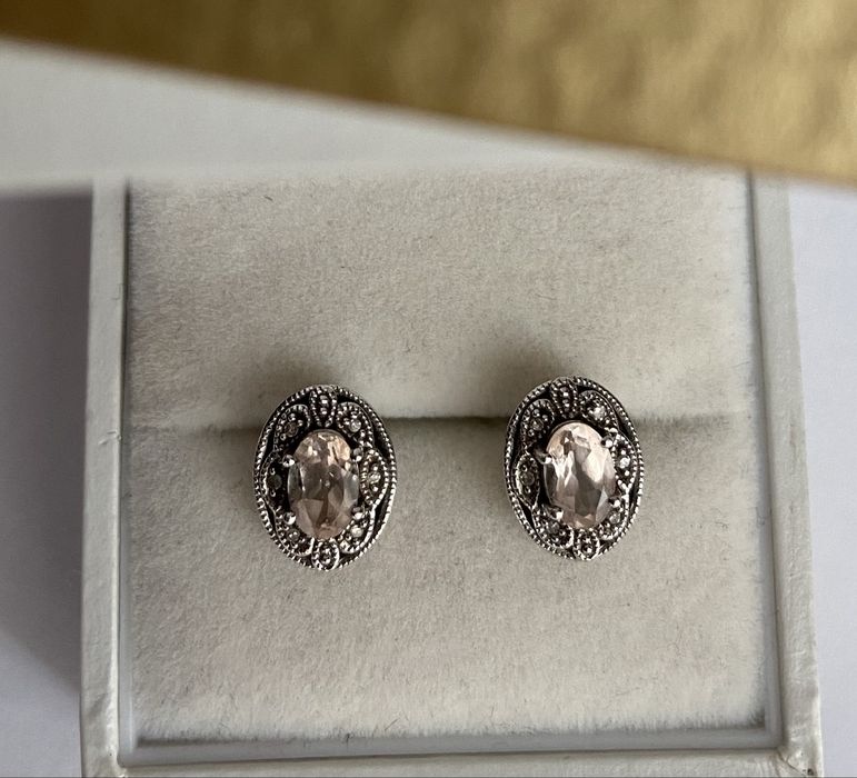 Cercei din argint cu ametist si diamante