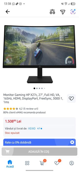 Monitor HP x27c 165hz