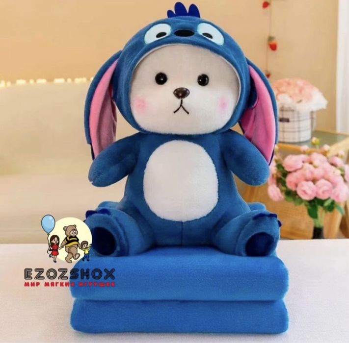 Игрушка с пледом. Бесплатная Доставка. Чебурашка Стич панда