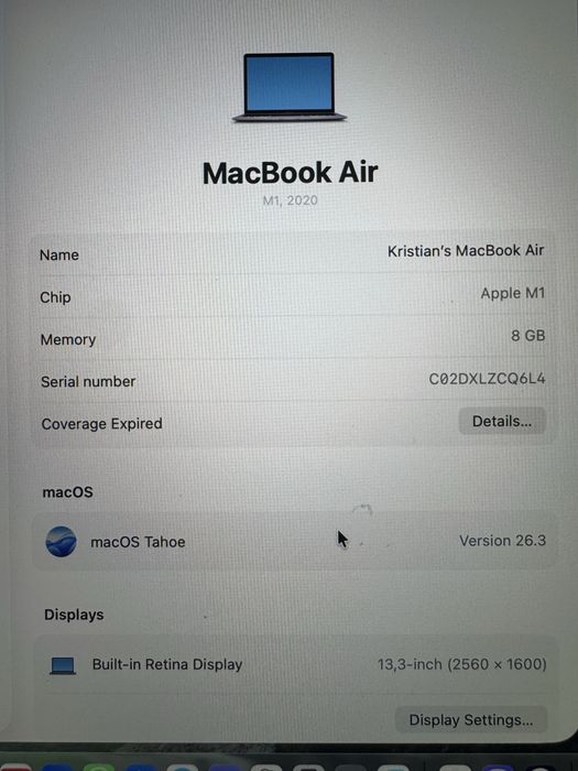 MacBook Air M1 (100% батерия) 256GB SSD