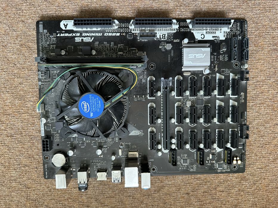 Дънна платка ASUS B250 Mining Expert + процесор Intel + охлаждане