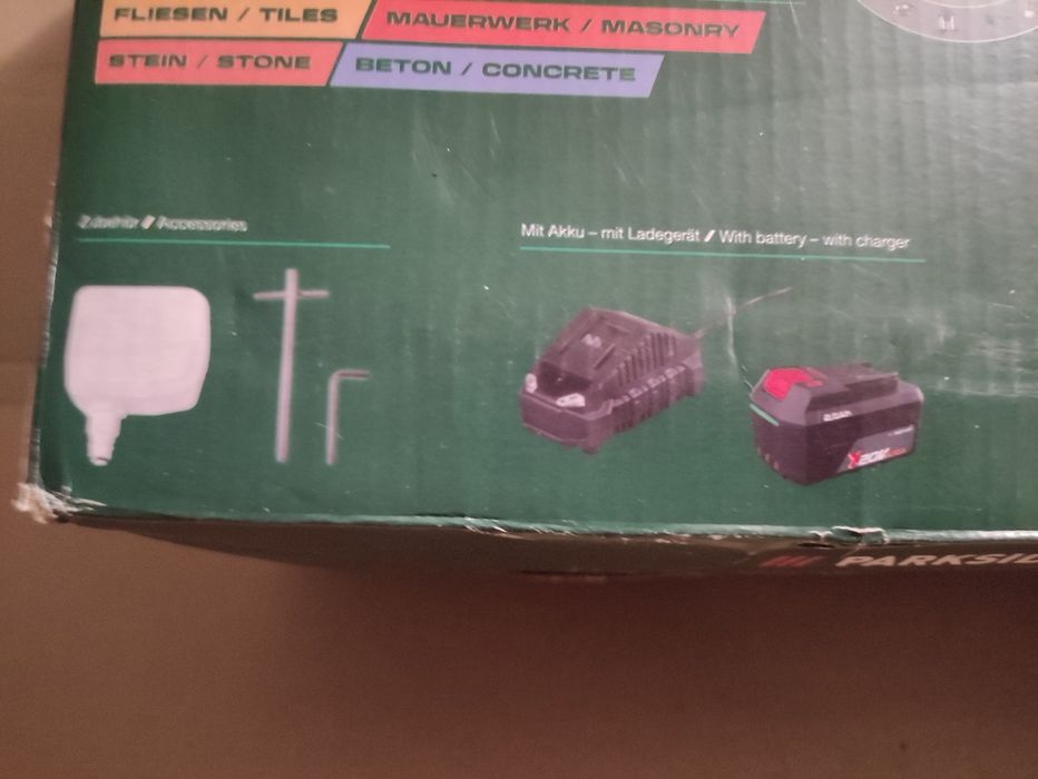 Masina de taiat gresie faianta placi ceramice Parkside circular pe acumulator de 20 V