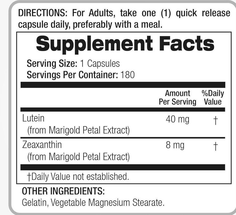 Лютеин Lutein зеаксантин 180 кап 40 мг USA