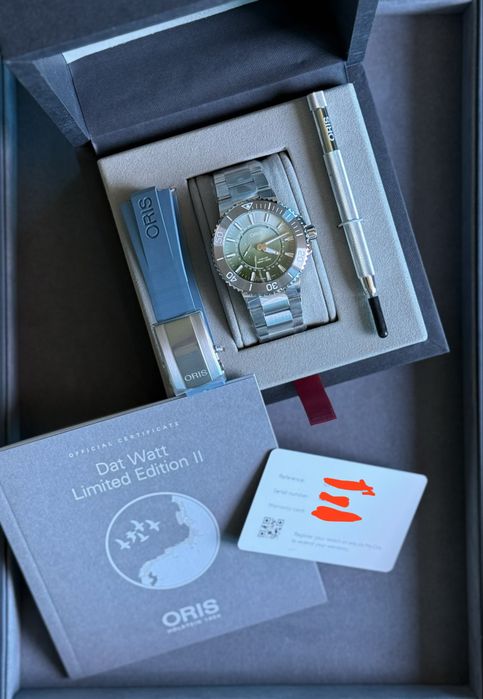 Чисто нов 3г. Гаранция  Oris Aquis Dat Watt Limited Edition II 43.5mm 01 743 7734 4197-Set Автоматичен швейцарски часовник