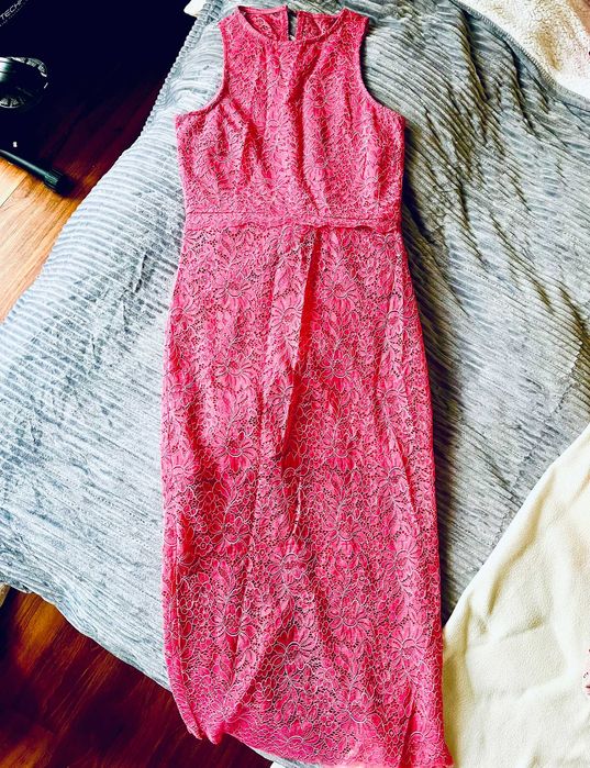 Rochie Midi Creion Roz H&M Dantela Noua cu Eticheta