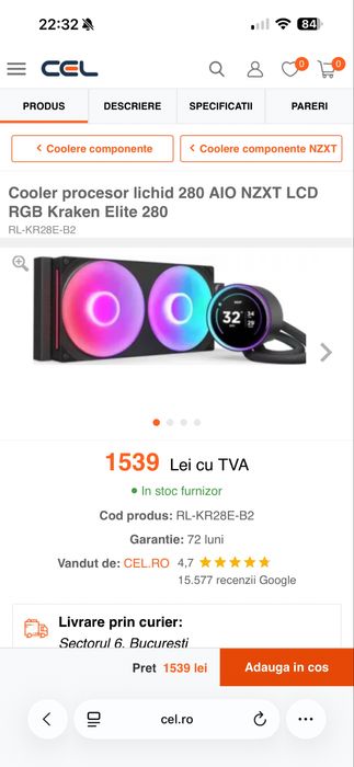 Răcitor lichid NZXT Kraken Elite 280 V2 RGB 280 mm , nou , cutie sigilata