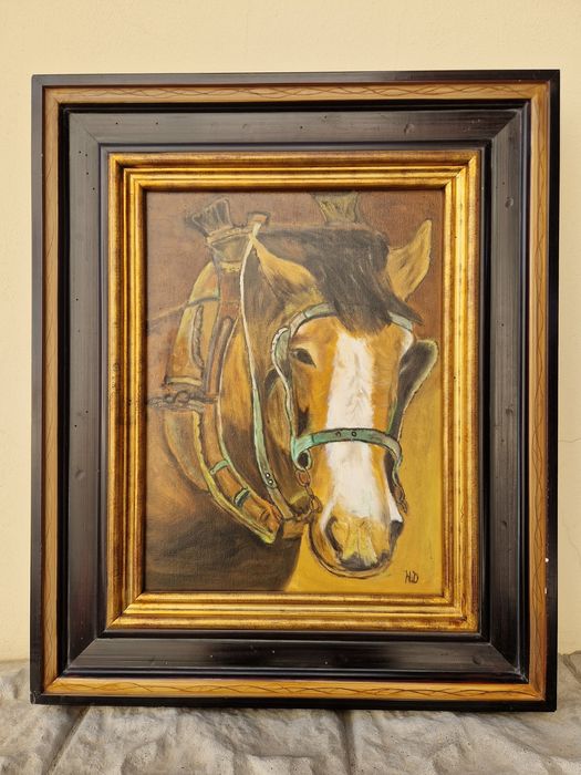 Прекрасна антикварна авторска картина масло върху платно