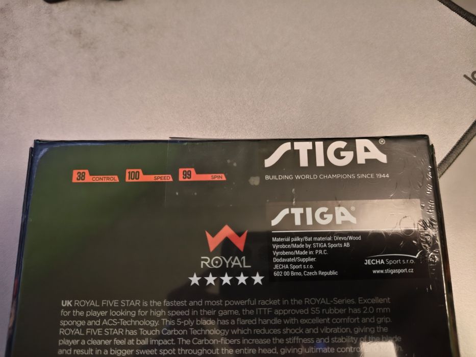 Paleta tenis de masa Stiga Royal Five Star Carbon