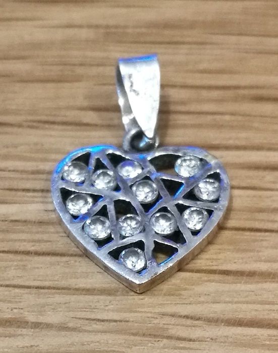 Сребърни бижута висулка сърце пръстен талисман Пандора синджирче колие