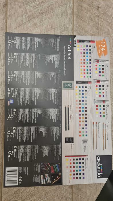 Набор для рисования Crelando 174 предмета, краски, фломастеры, новый