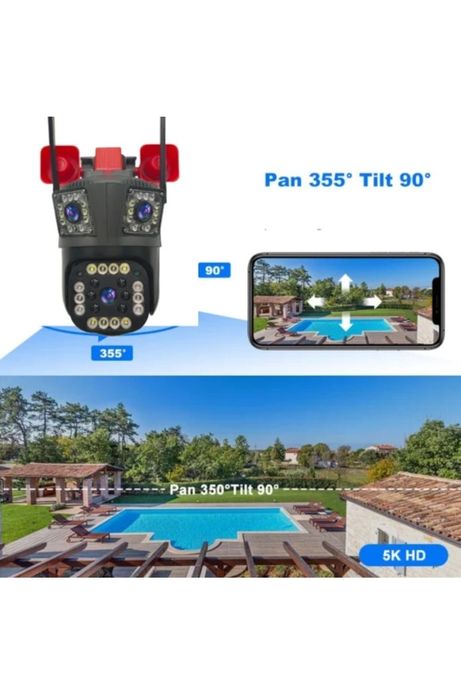 Camera de supraveghere cu 3 lentile, conectivitate WiFi/4G, rezoluție