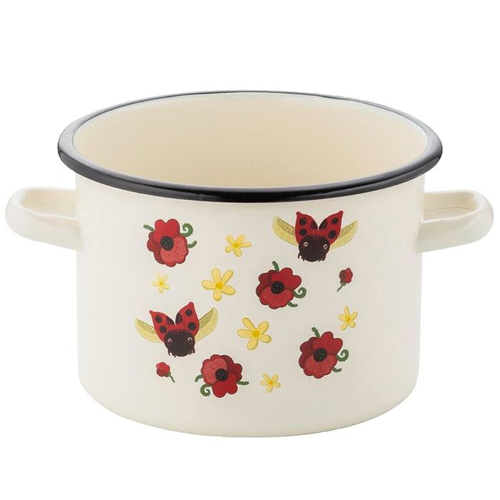 Oala din otel emailat alb, 22cm, 6l, Ladybird, Florina