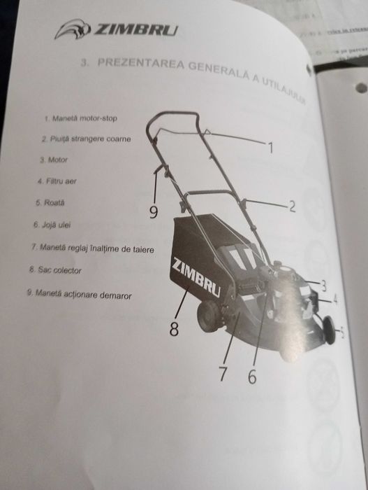 Mașină de tuns iarba sau gazon Zimbru 779  in  garanție