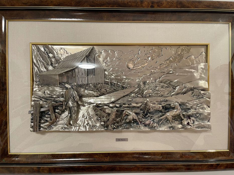 Картина висок релеф от сребро 925 и 18к злато